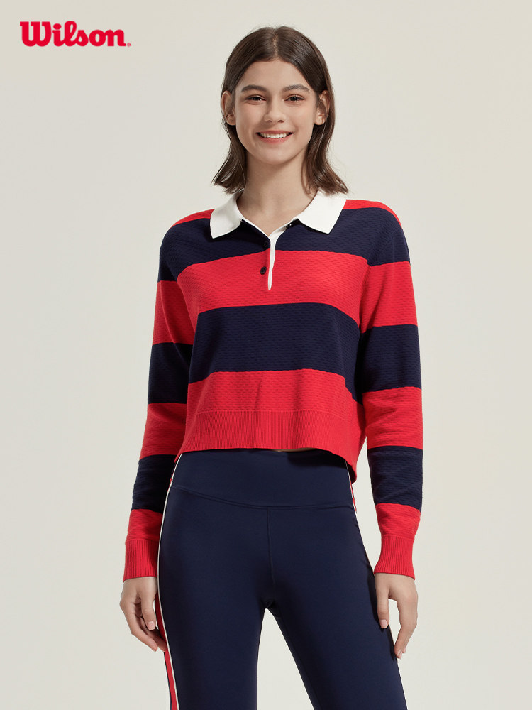 윌슨 윌슨 공식 가을 겨울 여성 RUGBY SWEATER 옷깃 루즈한 짧은 우븐 탑