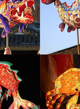 传统手工鱼灯成品古风花灯创意新年装饰灯笼室内户外场景布置用品