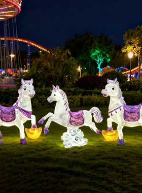 发光新年卡通马雕塑玻璃钢户外游乐场景区网红打卡美陈装饰品摆件