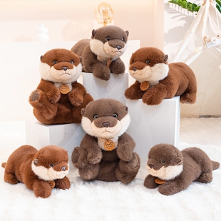 麦萌兔可爱小河狸玩偶毛绒玩具水獭公仔陪睡觉抱枕儿童女孩