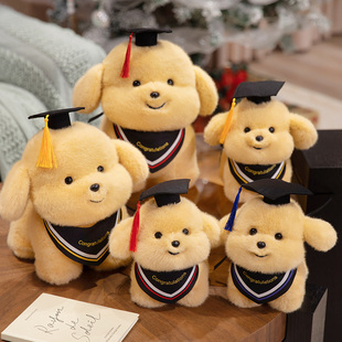 可爱博士狗公仔毛绒玩具博士帽小狗玩偶学生毕业纪念礼品生日礼物