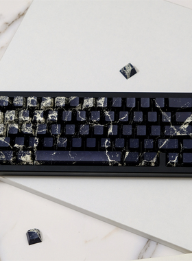 黑色大理石侧刻透光键帽 PBT 热升华 机械键盘帽wooting美加狮