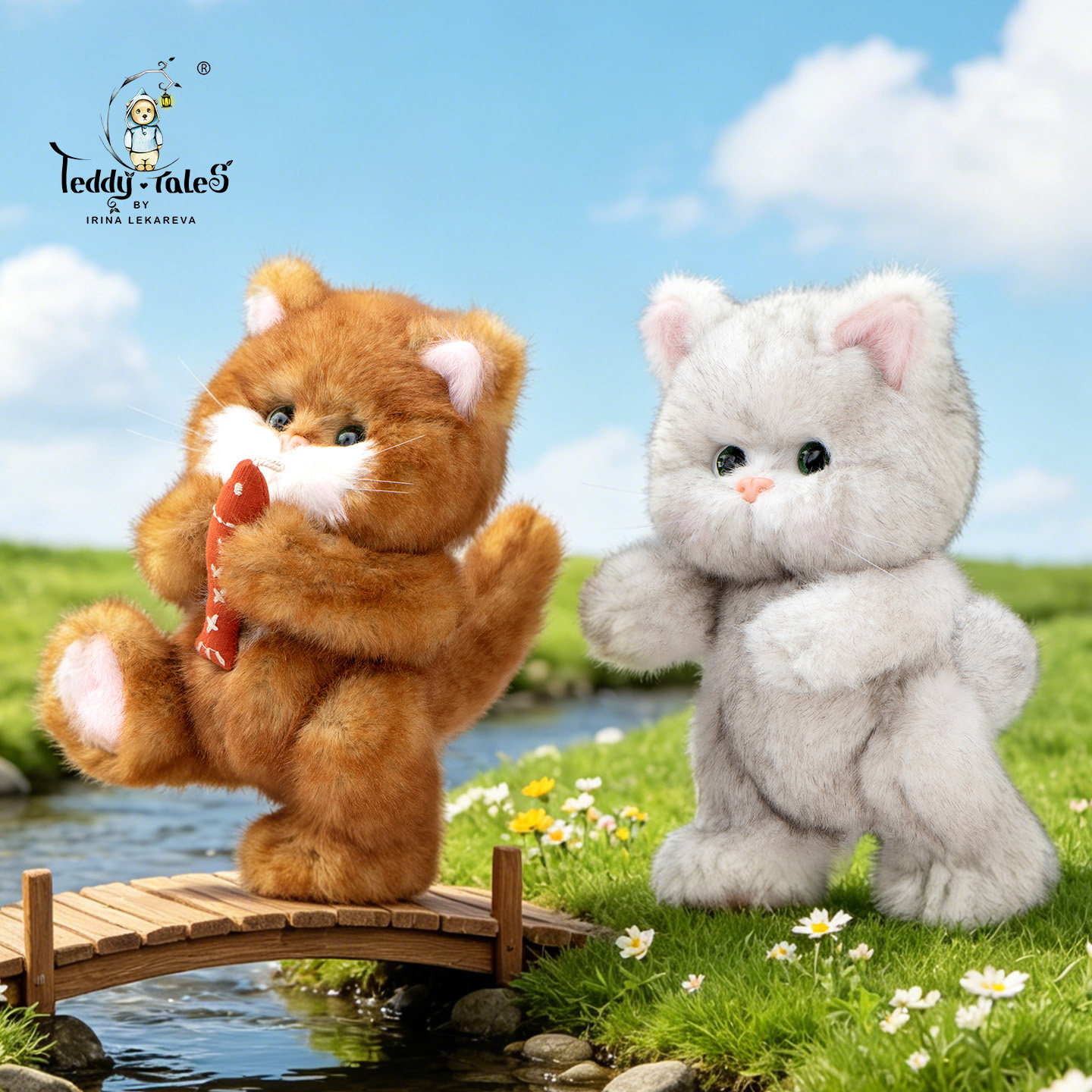 TeddyTales莉娜喵小猫玩偶团子可爱白橘猫公仔摆件女友生日礼物