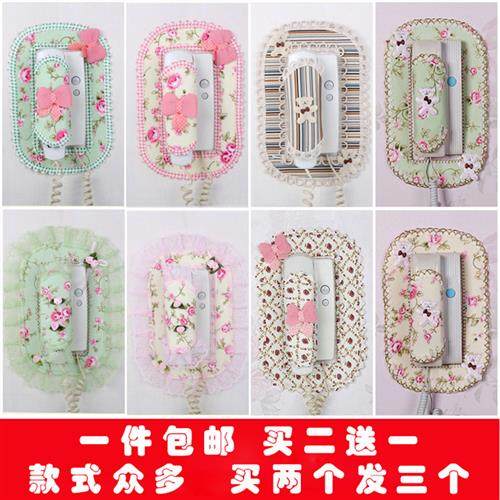 门铃套包邮蕾丝布艺楼宇对讲室内机套子可视电话挂机防尘罩装饰贴