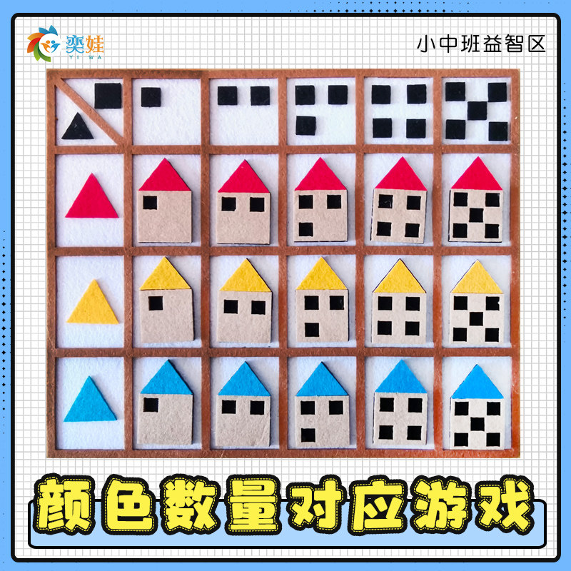 小中班益智区颜色数量对应游戏专注力观察里提升手眼协调训练教具