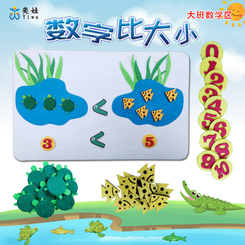 幼儿园大班数学区数字比大小数物对应数字认知区域区角diy玩教具