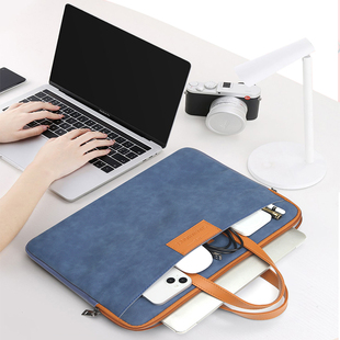 电脑包适用苹果笔记本macbook Pro13手提包华为matebook D14联想Air15.6公文包斜跨单肩袋皮质商务男士女款16