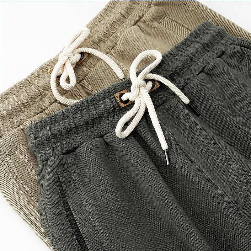 AMERICAN RETRO  COMFORTABLE AND VERSATILE  KHAKI CASUAL KNIT CROPPED PANTS MENS LOOSE SPORTS CASUAL SHORTS WOMENS