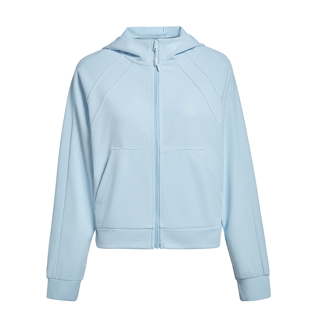 GYMANT肌肉蚂蚁秋季新款运动健身衣高弹浅蓝色女连帽单层休闲外套
