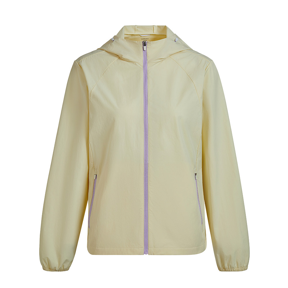 GYMANT肌肉蚂蚁春季新款运动服轻盈舒适外套浅黄色女连帽单层风衣,运动服/休闲服装,运动风衣,淘宝优惠券,粉丝福利购,淘宝优惠卷
