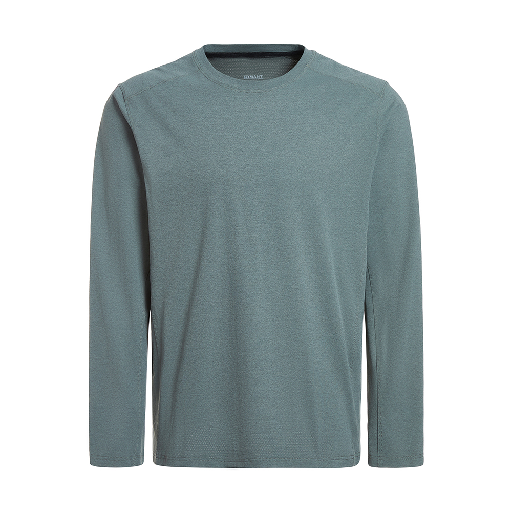GYMANT肌肉蚂蚁秋新款挺阔透气健身运动衣深灰绿色男圆领长袖T恤