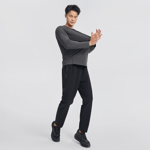 GYMANT肌肉蚂蚁冬季新款运动健身衣亲肤舒适深灰色男圆领长袖T恤