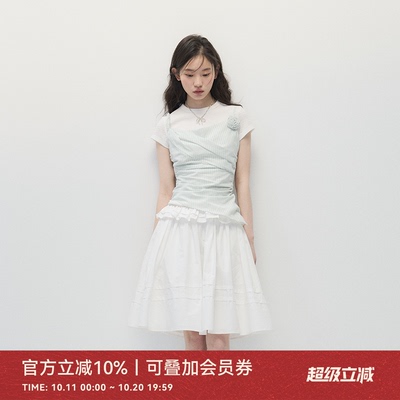 ANNATTO绿色玫瑰吊带背心上衣女
