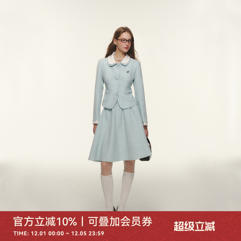 蓝色annatto小香风套装2024秋季