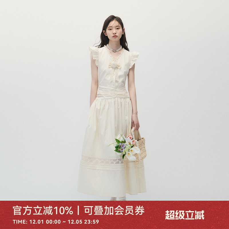 ANNATTO夏季小飞袖连衣裙长裙女