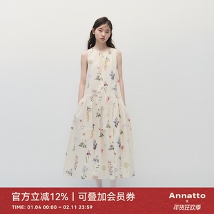 ANNATTO 风传花信 夏季绝美设计感宽松显瘦花朵印花连衣裙长裙女
