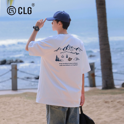 香港GLG潮牌260g纯棉T恤短袖男夏季重磅潮流宽松精梳棉打底衫上衣