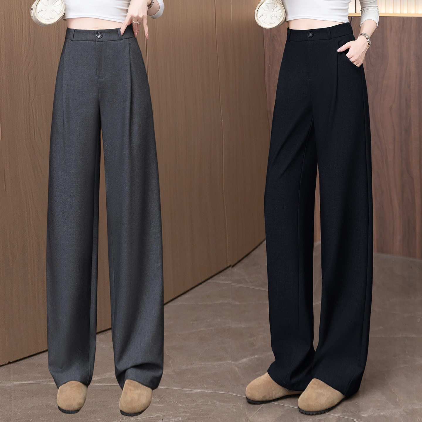 高腰天丝绵羊毛弯刀裤女时尚百搭直筒休闲阔腿裤秋冬新款镰刀裤子,女装/女士精品,休闲裤,淘宝优惠券,粉丝福利购,淘宝优惠卷