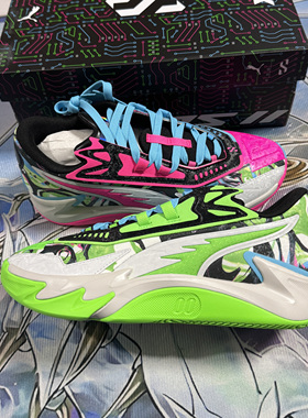 NBA 2K x PUMA Scoot Zeros减震低帮篮球鞋白绿蓝粉311349-01