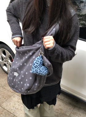 Unique blue星星大容量百搭托特包秋冬通勤单肩包休闲手提购物袋