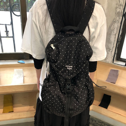 波点防泼水大容量背包双肩包女