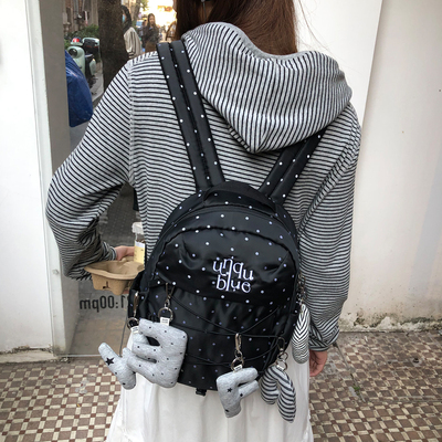 少女心选波点氛围感双肩包逛街包