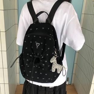 Unique 韩系爱心大容量轻便双肩包女学生书包旅行通勤背包 blue