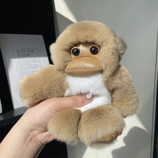 真獭兔毛大号猴子挂饰可爱毛绒公仔玩偶书包挂件汽车钥匙扣挂饰