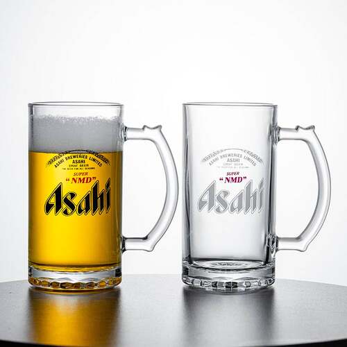扎啤杯500ml精酿杯日本商用带把手酒吧大容量日式朝日啤酒杯玻璃