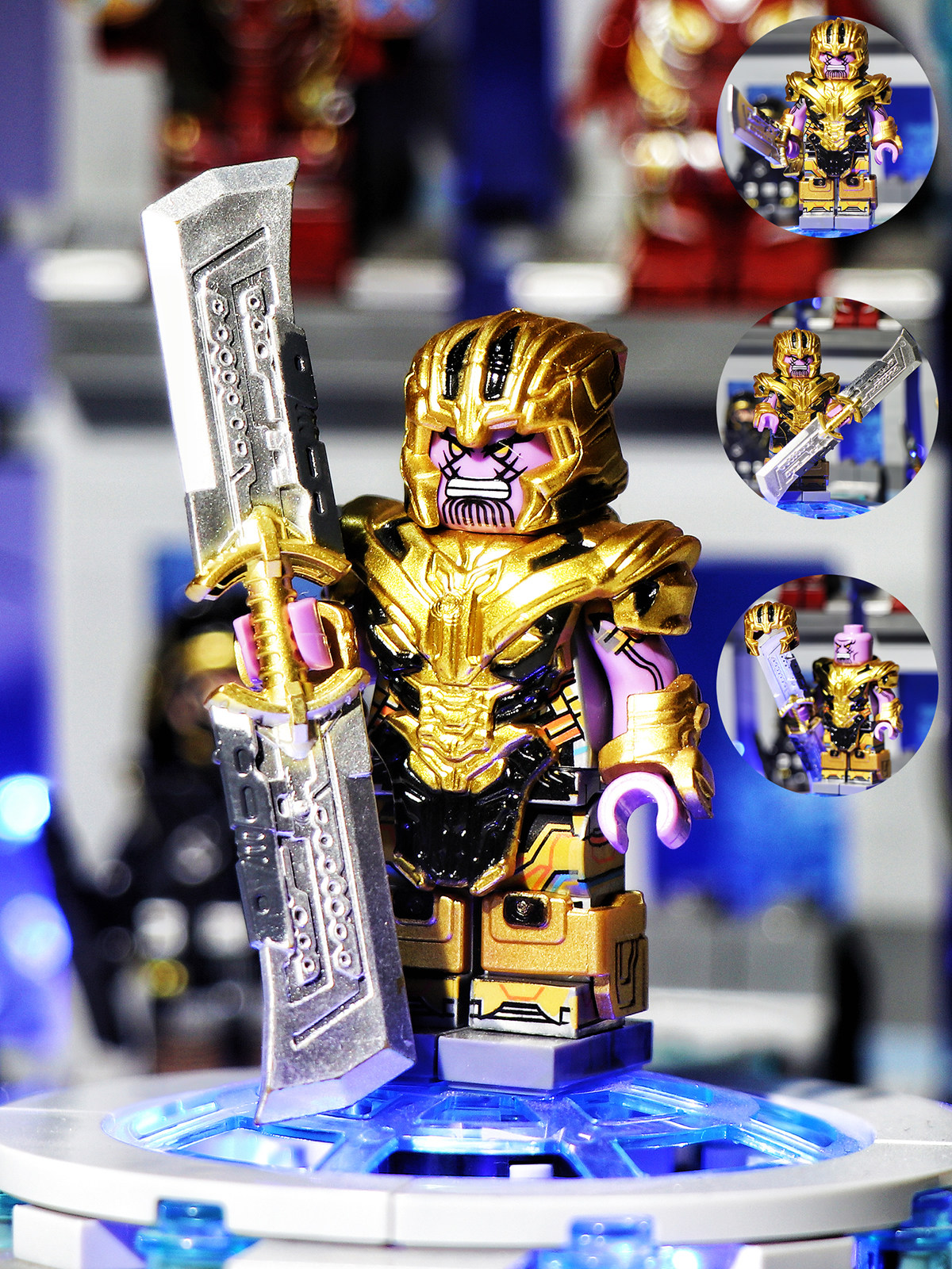 灭霸双刃战刀盔甲漫威适用某高第三方积木人仔复仇者联盟拼装玩具