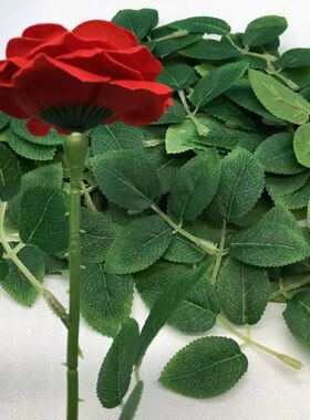 仿真玫瑰花叶子花杆手工制作材料装饰花艺胶带绿色仿真花diy花束