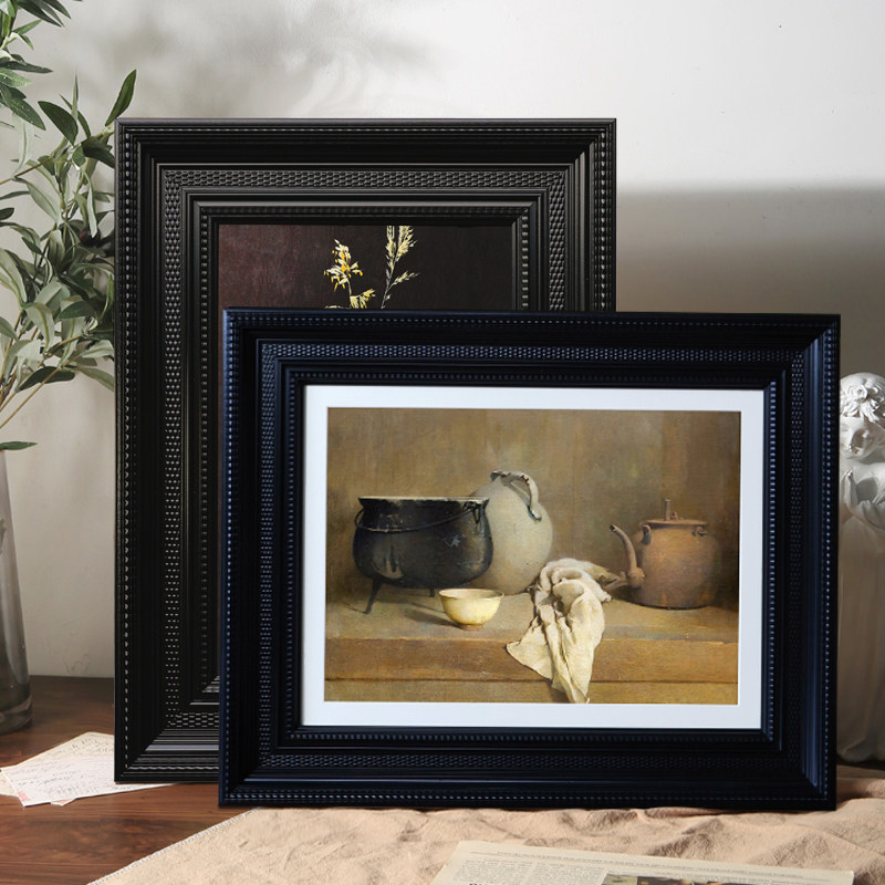 五月画馆油画水彩中古装饰宽边黑色相框复古质感挂墙摆台压花画框,家居饰品,相框/画框,淘宝优惠券,粉丝福利购,淘宝优惠卷