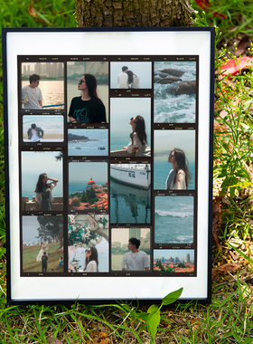 五月画馆相框情侣宫格diy定制结婚送男友极窄黑色相框婚纱照