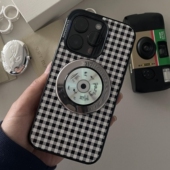 通用泡泡骚pop强磁吸手机壳适用于高级感iphone17promax苹果16 13黑白格子手机壳情侣支架车载国风轻奢
