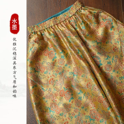【缠枝令】设计师原创新中式国风百搭时尚休闲黎锦花苞裤M75263