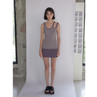 设计师风格包臀拼色镂空