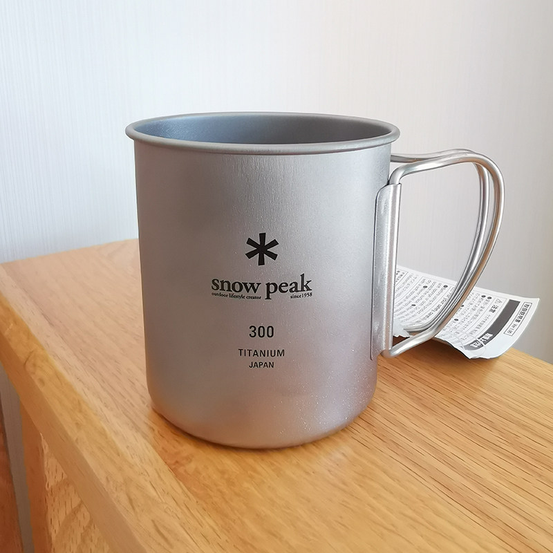 日本snowpeak雪峰钛杯户外野营露营水杯折叠把手咖啡马克杯随手杯
