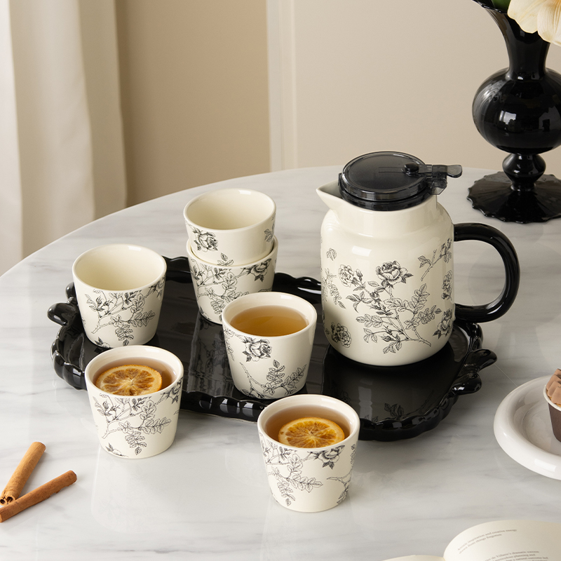 轻奢杯子茶具杯具茶壶套装家用客厅待客陶瓷花茶水壶乔迁新居礼品