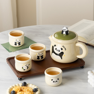 熊猫茶具套装 水杯家用待客 家用经典 高档礼物茶杯茶壶整套2025新款