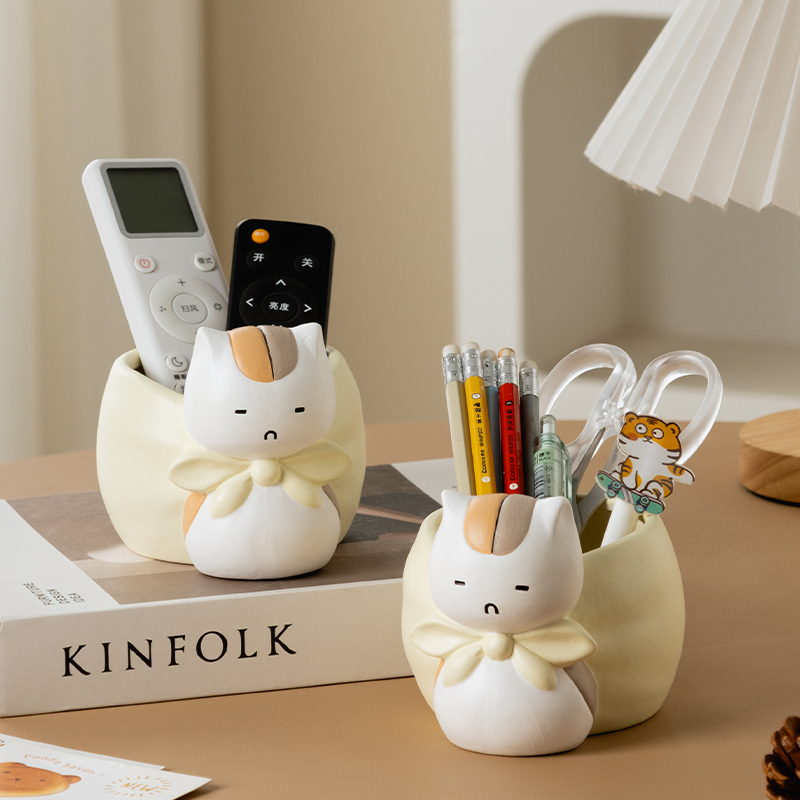 可爱卡通钥匙笔筒遥控器收纳摆件家居书桌面大容量装饰送女生礼物