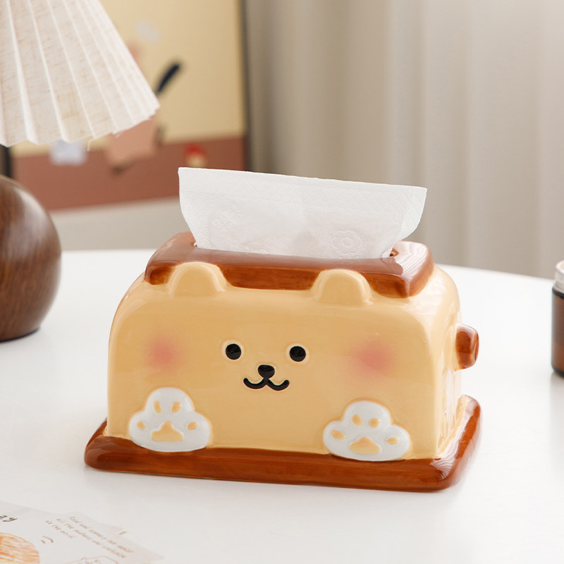 面包小熊纸巾盒客厅纸抽盒可爱抽纸盒家用摆件创意餐巾纸盒高级感,家居饰品,装饰纸巾盒,淘宝优惠券,粉丝福利购,淘宝优惠卷