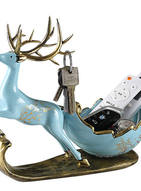 欧式进门玄关钥匙收纳盒客厅茶几电视柜招财摆件创意乔迁送礼装饰