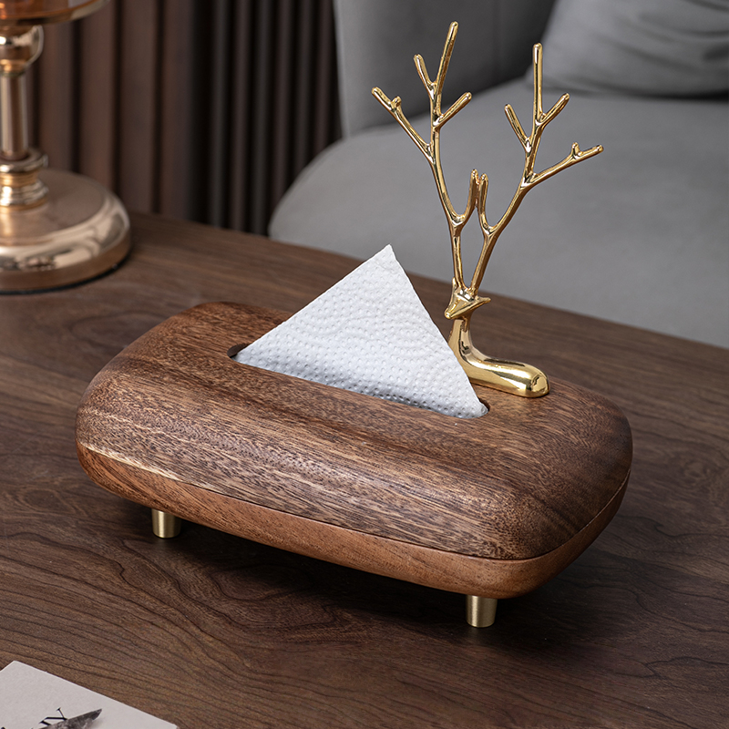 新中式胡桃木纸巾盒家用客厅
