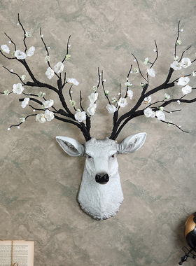 招财鹿头壁挂壁饰客厅电视背景墙面装饰挂件玄关墙上墙壁装修挂饰
