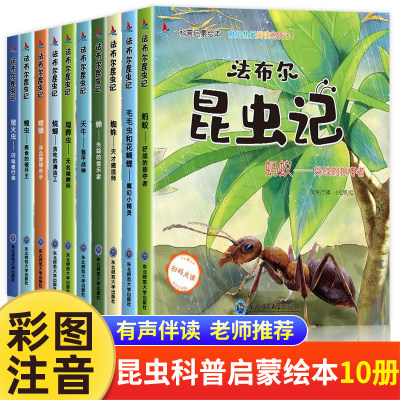 昆虫记法布尔著10册注音彩图美绘版三年级课外书全套儿童科普故事绘本小学生幼儿动物启蒙读物书籍二年级书正版原著完整版全册全集