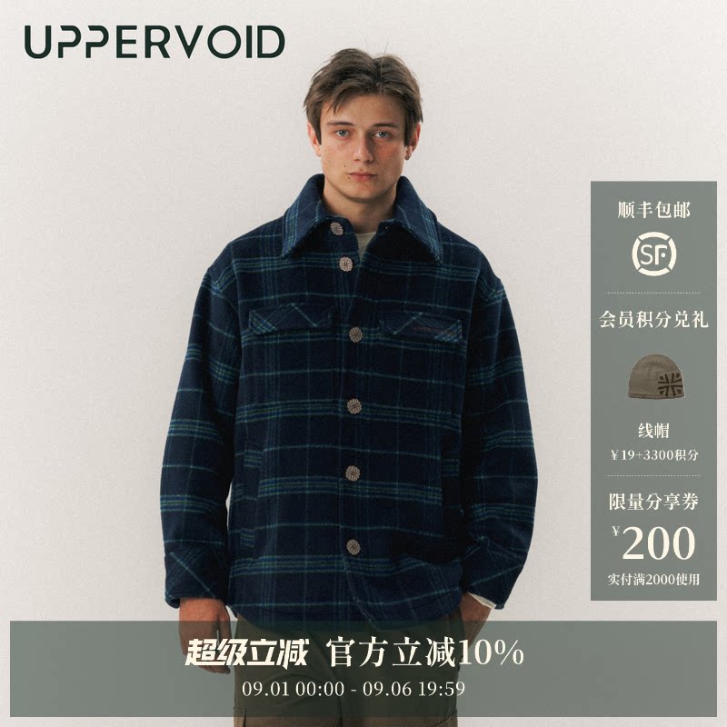 UPPERVOID长袖衬衫运动复古格纹图片