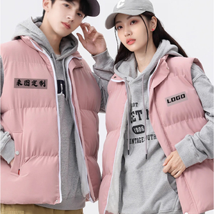 定制羽绒棉广告背心工作服马甲秋冬季加厚坎肩情侣背心外套印logo