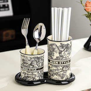 台面筷子收纳盒家用高档新款筷子筒桶沥水防霉陶瓷筷勺笼子置物架