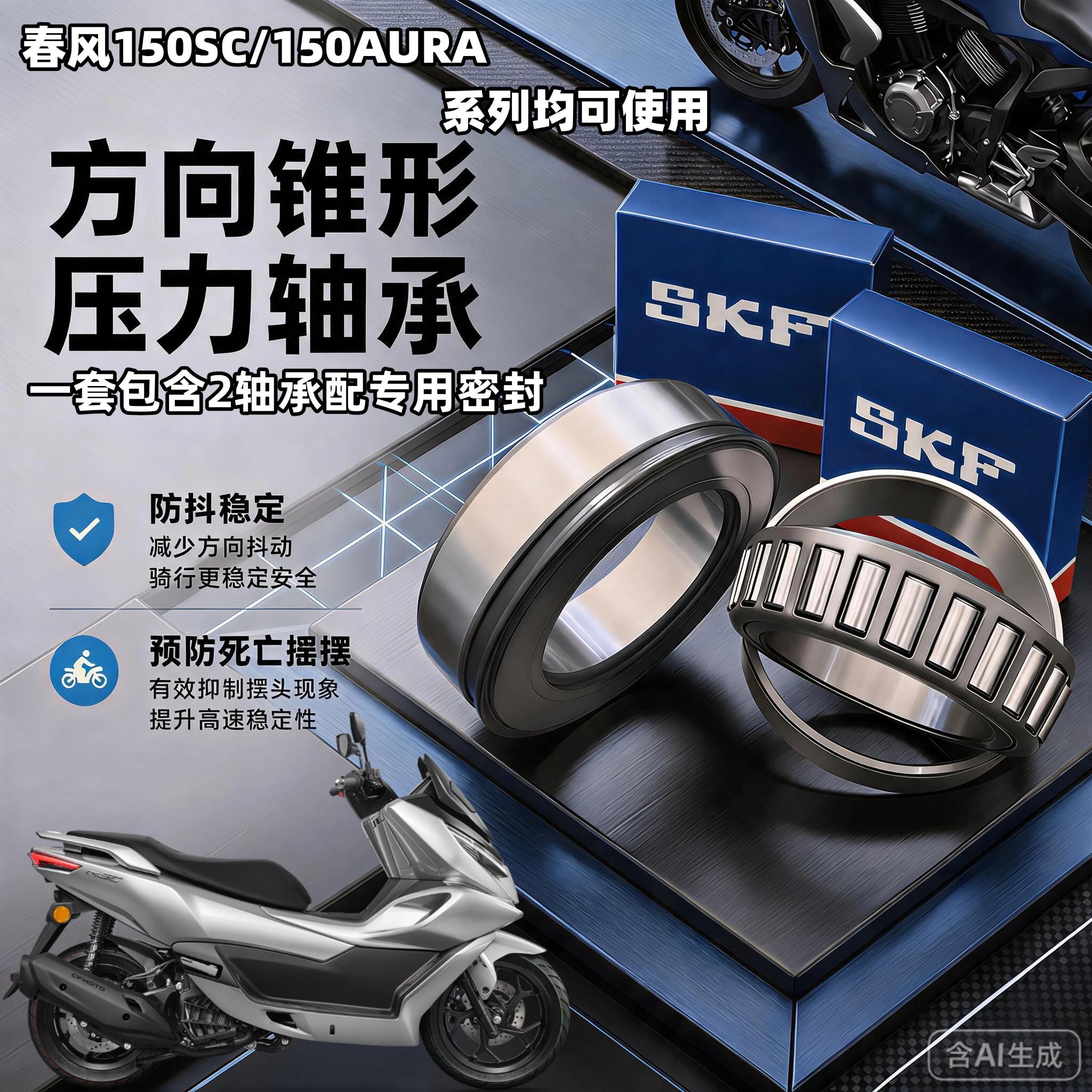 适用春风150SC 150AURA转向轴承方向柱轴承防抖锥形压力轴承