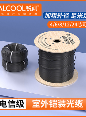 锐阔 室外光缆四芯GYXTW铠装光纤线4芯6芯8芯12芯24芯加铠国标单模户外中心束管式GYTA/S电信级光缆